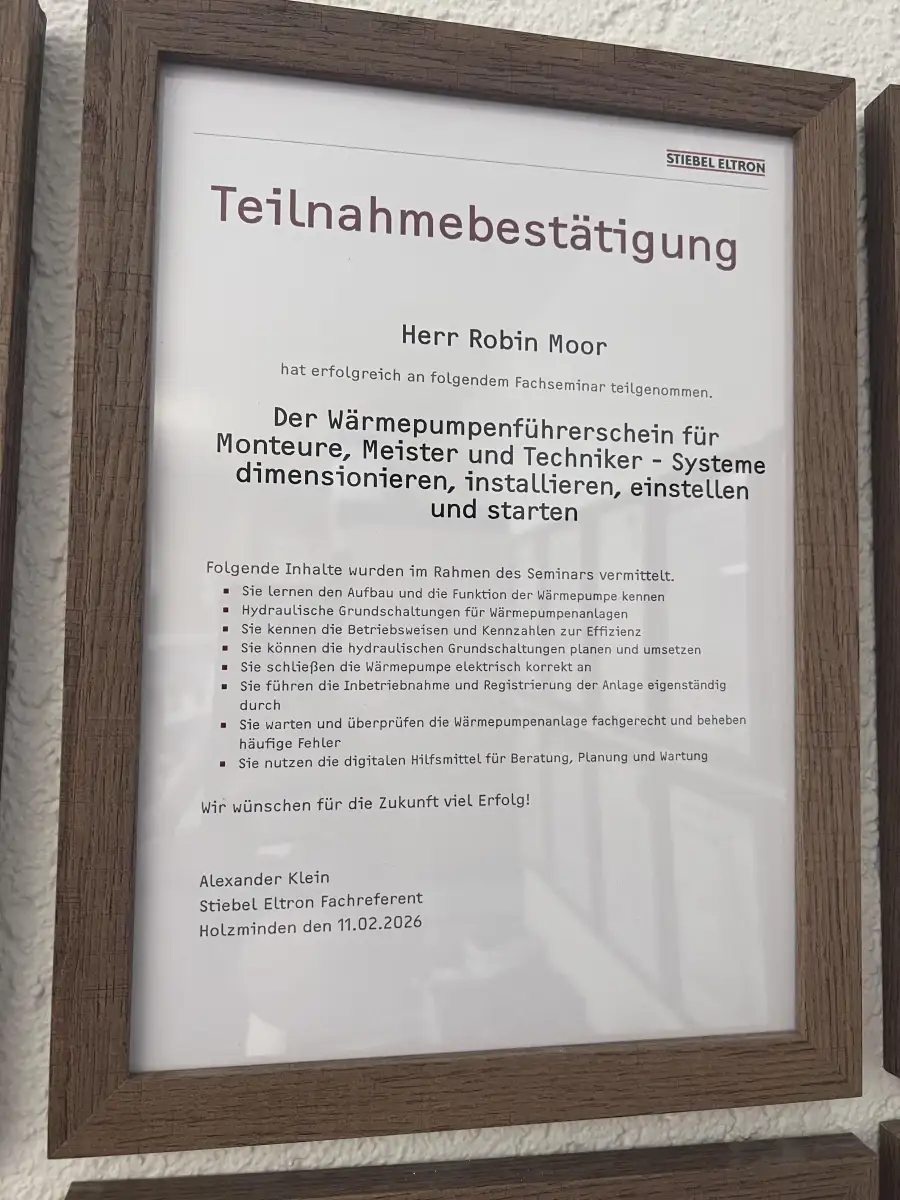 🌡️ Wärmepumpenführerschein erfolgreich in Holzminden absolviert